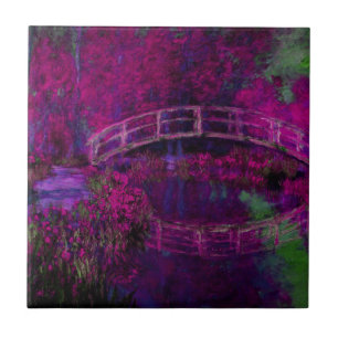 Azulejo De Cerâmica Claude Monet A Ponte Japonesa Púrpura