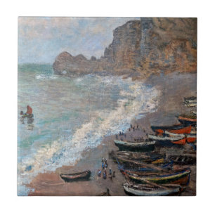 Azulejo De Cerâmica Claude Monet - A praia em Etretat