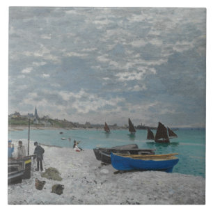 Azulejo De Cerâmica Claude Monet - A praia em Sainte-Adresse