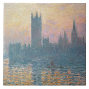 Azulejo De Cerâmica Claude Monet as casas do parlamento, por do sol