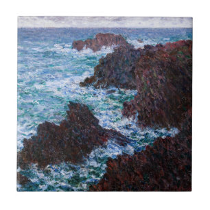 Azulejo De Cerâmica Claude Monet - As Rochas em Belle-Ile, Costa Selva