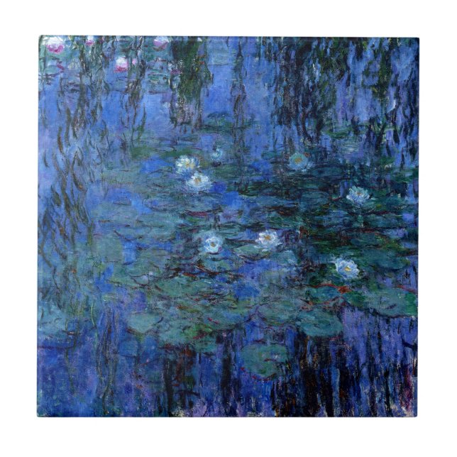 Azulejo De Cerâmica Claude Monet Blue Water Lily (Frente)