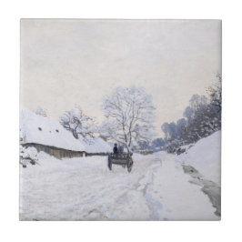 Azulejo De Cerâmica Claude Monet - Carrinho na Estrada de Neve em Honf