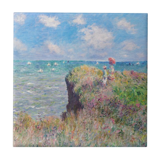 Azulejo De Cerâmica Claude Monet - Cliff Walk em Pourville (Frente)