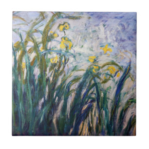 Azulejo De Cerâmica Claude Monet - Íris Amarelas e Roxas