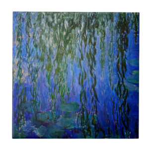 Azulejo De Cerâmica Claude Monet - Lírios d'água com salgueiro chora