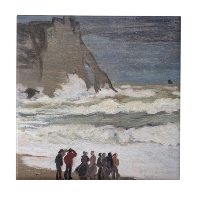 Azulejo De Cerâmica Claude Monet - Mar duro em Etretat (Frente)