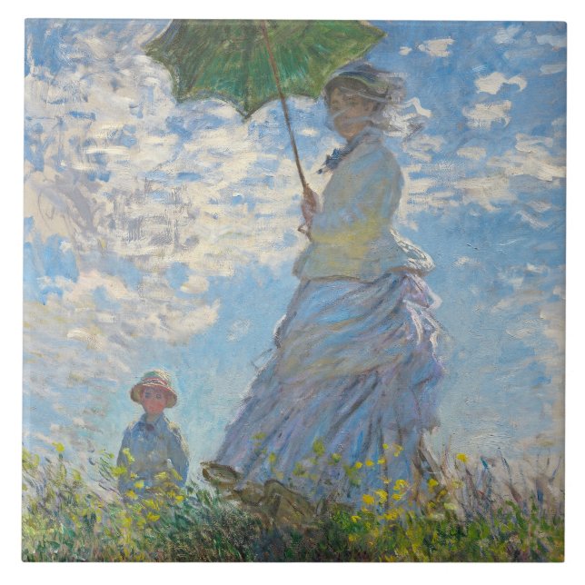 Azulejo De Cerâmica Claude Monet | Mulher com Parasol (Frente)