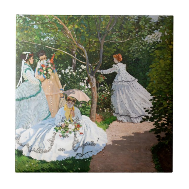 Azulejo De Cerâmica Claude Monet - Mulheres no Jardim (Frente)