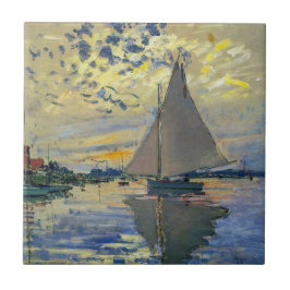 Azulejo De Cerâmica Claude Monet - Navio de vela no Le Petit-Gennevill