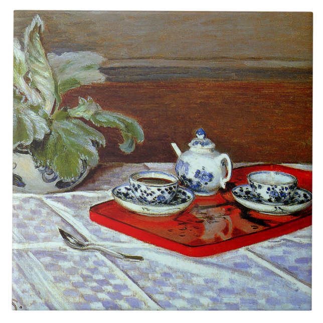 Azulejo De Cerâmica Claude Monet - O Conjunto de Chá, (Frente)