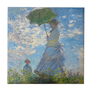 Azulejo De Cerâmica Claude Monet - O Promenade, Mulher com Parasol