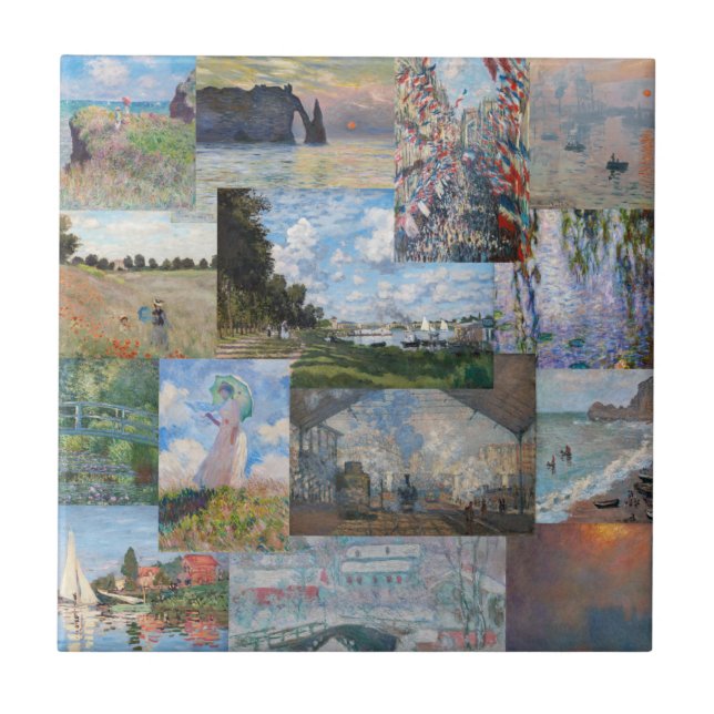 Azulejo De Cerâmica Claude Monet - Patchwork de obras de arte (Frente)