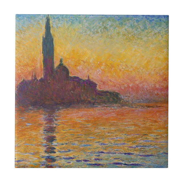 Azulejo De Cerâmica Claude Monet - San Giorgio Maggiore em Dusk (Frente)