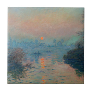 Azulejo De Cerâmica Claude Monet - Sunset sobre o Sena em Lavacourt