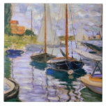 Azulejo De Cerâmica Claude Monet - veleiros no Seine<br><div class="desc">Veleiros no Seine em pequeno - Gennevilliers por Claude Monet,  1874. Óleo em canvas.</div>