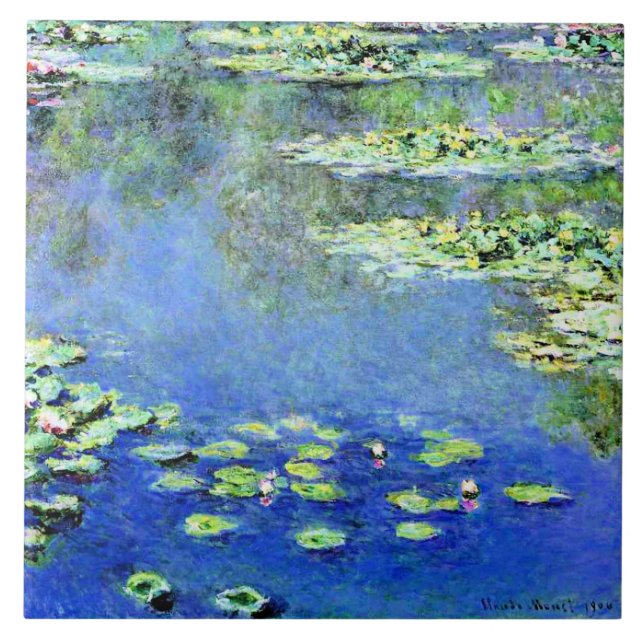 Azulejo De Cerâmica Claude Monet - Water Lilies, 1907, (Frente)