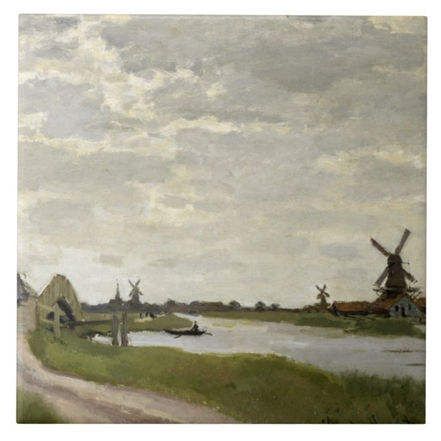 Azulejo De Cerâmica Claude Monet - Windmills Perto de Zaandam (Frente)