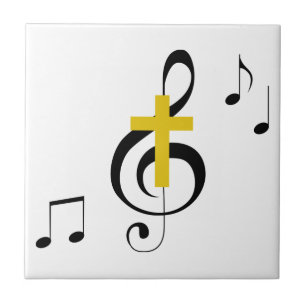Azulejo De Cerâmica Clef e cruz de triplo