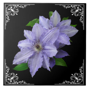 AZULEJO DE CERÂMICA CLEMATIS AZUL NO QUADRO DO VICTORIAN