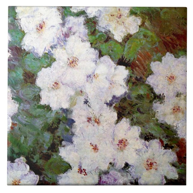 Azulejo De Cerâmica Clematis, pintura de 1887 por Claude Monet, (Frente)