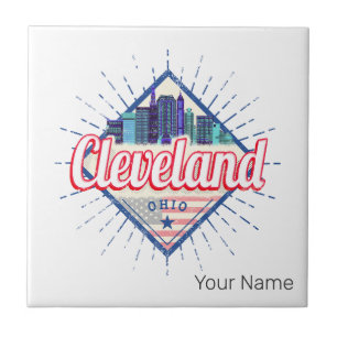 Azulejo De Cerâmica Cleveland Ohio EUA Skyline Vintage EUA