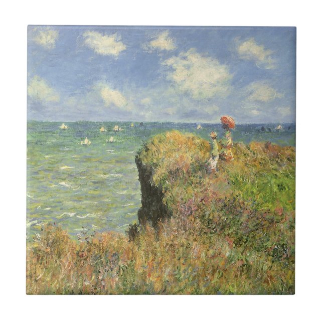 Azulejo De Cerâmica Cliff Walk em Pourville por Claude Monet (Frente)