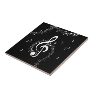Azulejo De Cerâmica Climacic G Clef Music Black