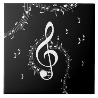 Azulejo De Cerâmica Climactic G Clef Music Black