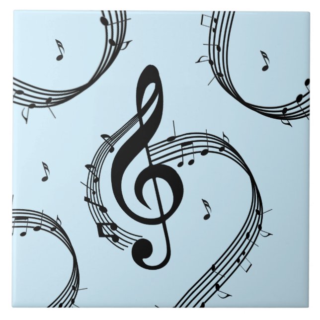 Azulejo De Cerâmica Climactic G Clef Music Blue (Frente)
