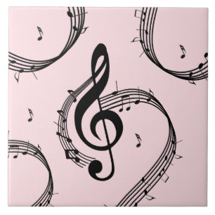 Azulejo De Cerâmica Climactic G Clef Music Pink