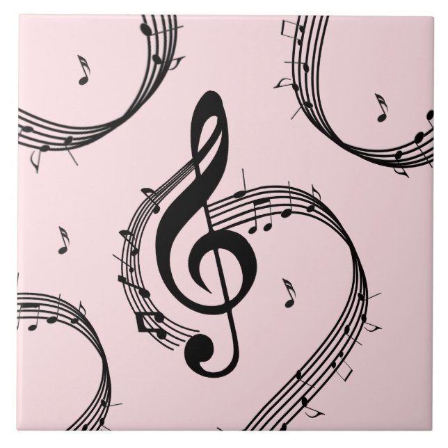 Azulejo De Cerâmica Climactic G Clef Music Pink (Frente)