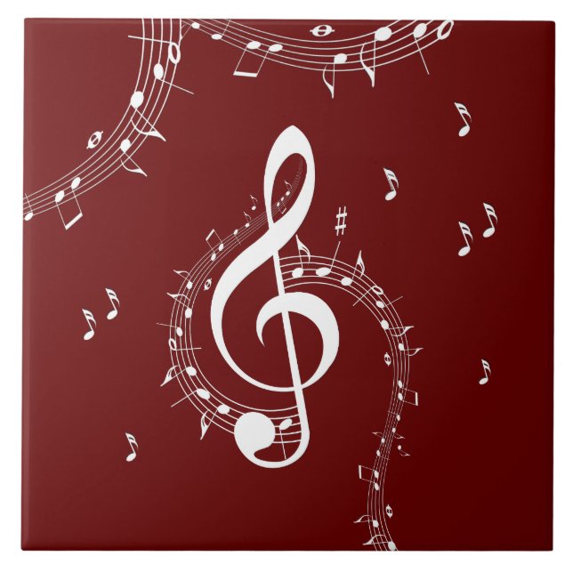 Azulejo De Cerâmica Climactic G Clef Music Red (Frente)