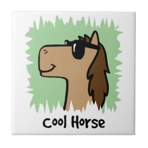 Azulejo De Cerâmica Clipart de desenho animado Cavalo legal usando ócu