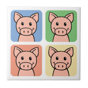 Azulejo De Cerâmica Clipart dos desenhos animados que ri porcos