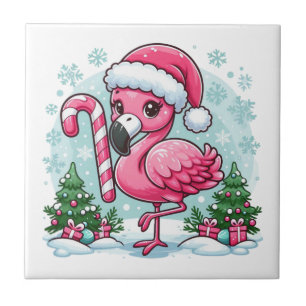 Azulejo De Cerâmica Clipe de Sublimação do Flamingo de Natal