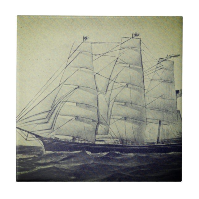Azulejo De Cerâmica Clipper Ship Young America 1853 (Frente)