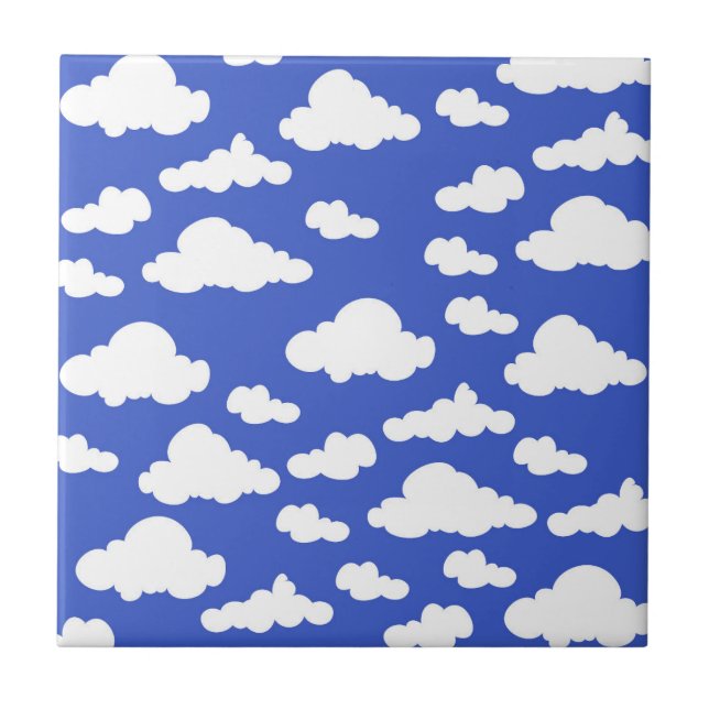 Azulejo De Cerâmica Cloudy Blue Sky White Clouds Dreamy Clouding (Frente)