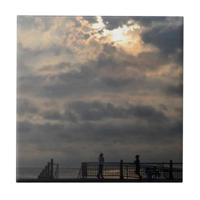 Azulejo De Cerâmica Cloudy Sunrise de Shirley Taylor (Frente)