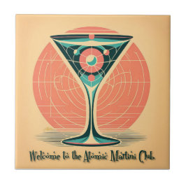 Azulejo De Cerâmica Clube de Coquetel Martini Atômico com Emaranhament