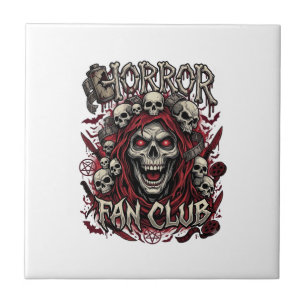 Azulejo De Cerâmica Clube de Fãs de Terror Halloween Crânio Gritante C