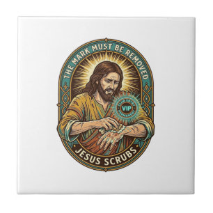 Azulejo De Cerâmica Clube de Jesus Carimbo na Mão Não Sai Humor Matina