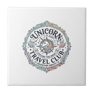 Azulejo De Cerâmica Clube de Viagens Unicórnio Projeto Original Zazzle