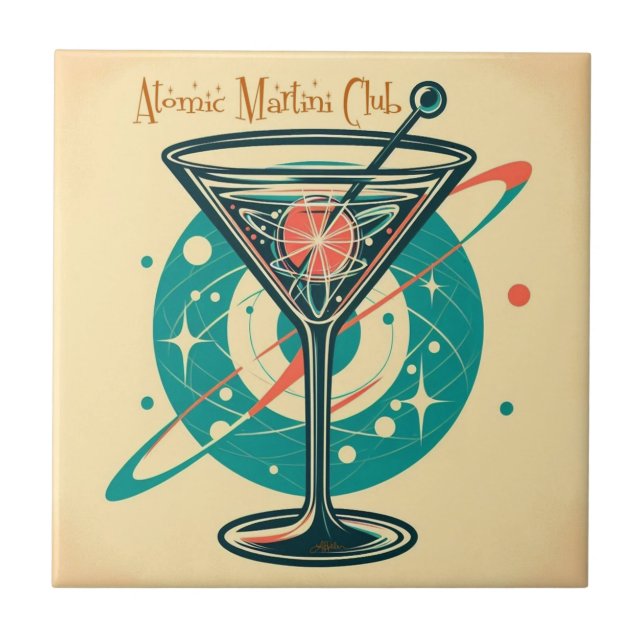 Azulejo De Cerâmica Clube Martini Atômico Era Espacial (Frente)