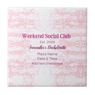 Azulejo De Cerâmica Clube social de fim de semana rosa brilho despedid