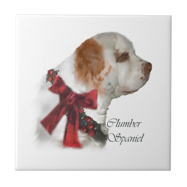 Azulejo De Cerâmica Clumber Spaniel Natal (Frente)