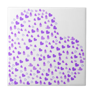 Azulejo De Cerâmica Cluster com Coração Roxo