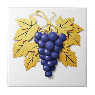Azulejo De Cerâmica Cluster de Estilo de Corte de Papel com Uvas Elega
