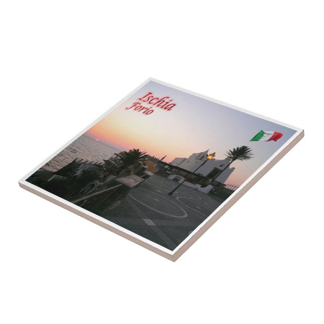 Azulejo De Cerâmica CMP081 ISCHIA, Forio em Sunset, Itália (Lateral)