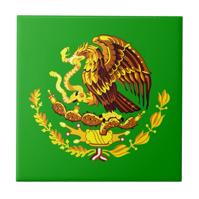 Azulejo De Cerâmica COA do México Dourado (Frente)